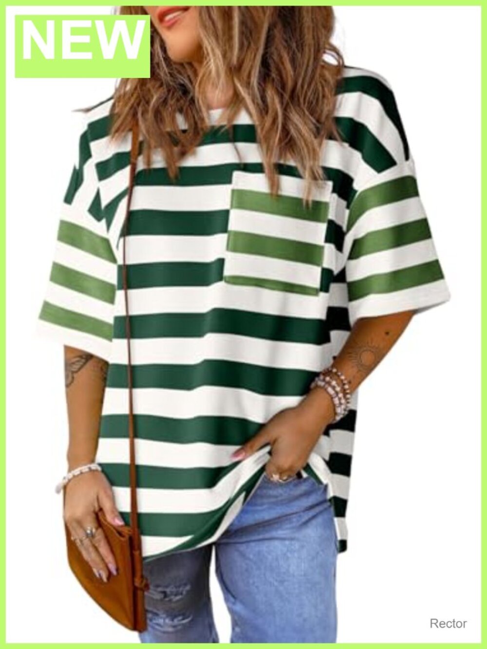 Oversized Striped Short Sleeve T-Shirt Casual Summer Tee